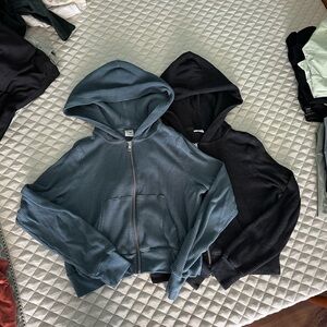 Aritzia TNA waffle zip hoodie bundle S